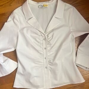 Cachet dressy white collared long sleeved evening shirt sz14